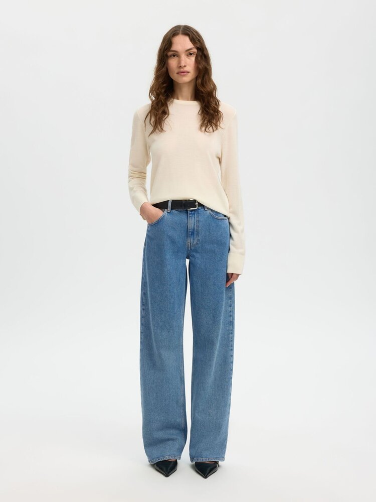 SLFWIDE BEA-KORI LIGHT BL HW JEANS Light Blue Denim