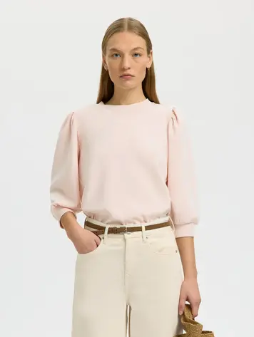 Selected SLWTENNY 3/4 SWEAT TOP Pale Dogwood