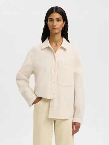 Selected SLFRELAXED EBBA DENIM SHIRT Egret White