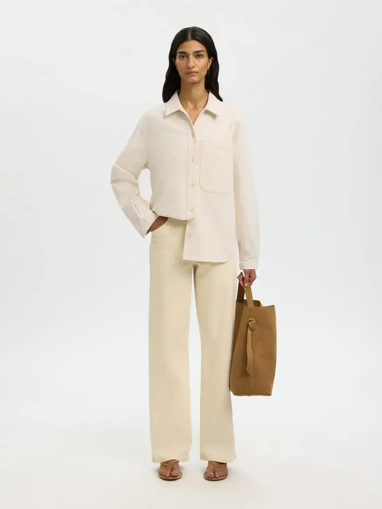 Selected SLFRELAXED EBBA DENIM SHIRT Egret White