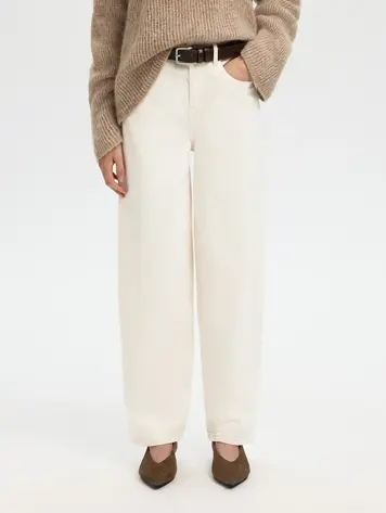 Selected SLFBARREL EBBA HW JEANS Egret White