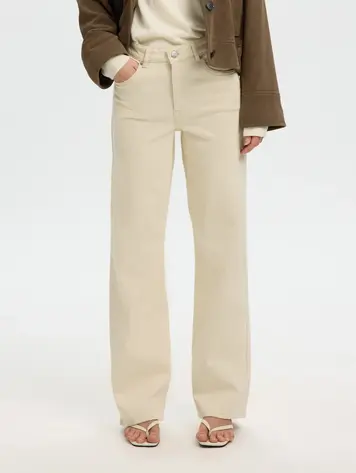 Selected SLWWIDE BEA-KORI ECRU 609 HW JEANS Ecru