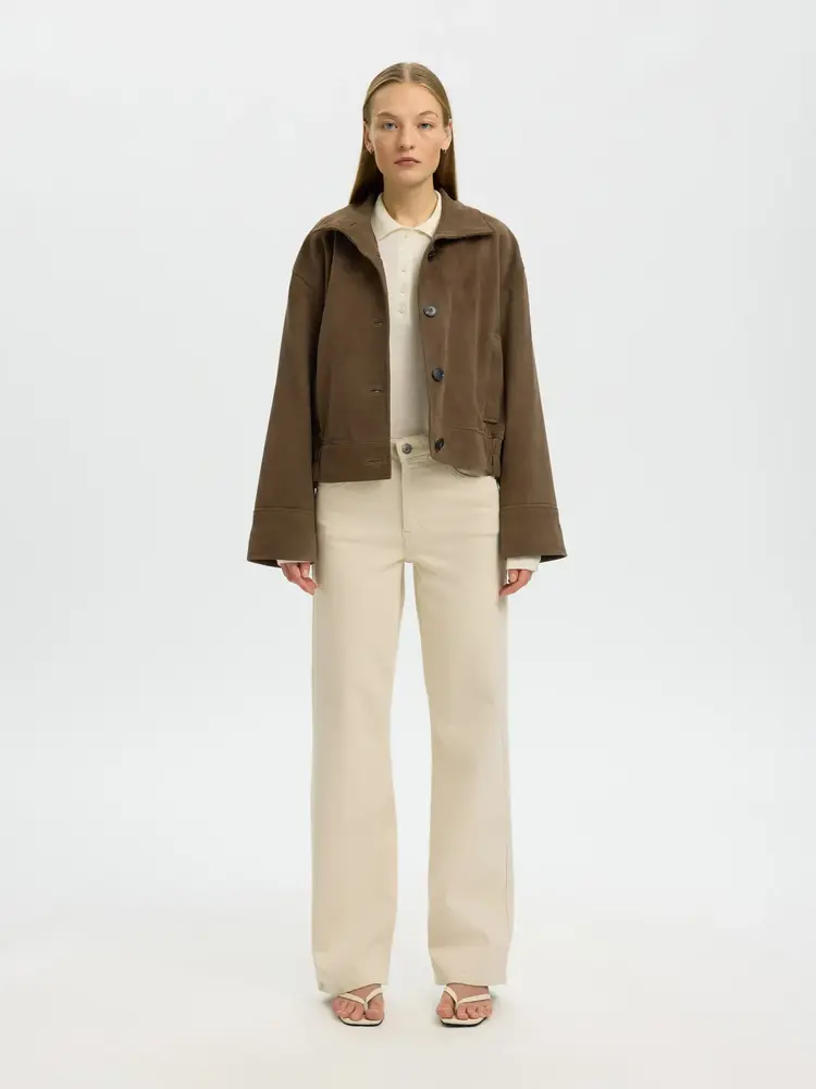 Selected SLWWIDE BEA-KORI ECRU 609 HW JEANS Ecru