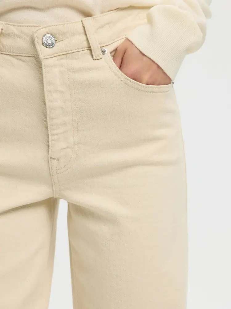 Selected SLWWIDE BEA-KORI ECRU 609 HW JEANS Ecru