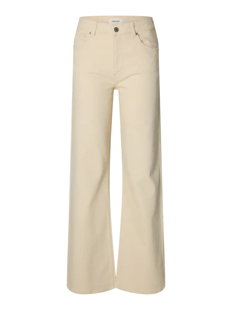 Selected SLWWIDE BEA-KORI ECRU 609 HW JEANS Ecru