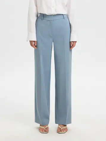 Selected SLWRITA MW WIDE PANT Dusty Blue