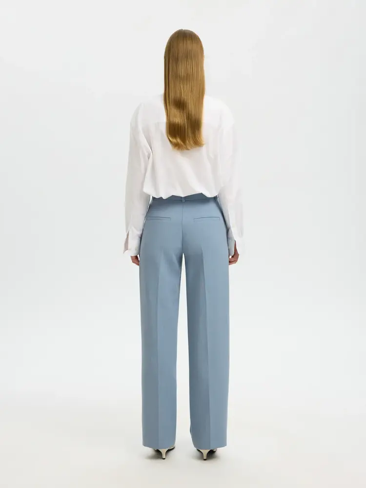 Selected SLWRITA MW WIDE PANT Dusty Blue