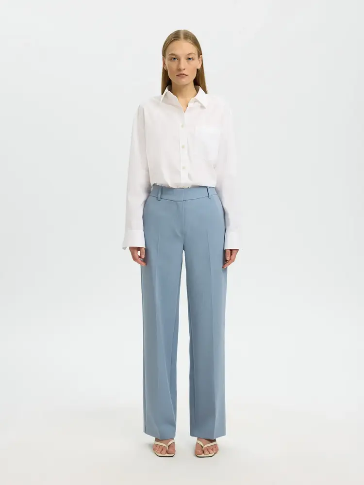 Selected SLWRITA MW WIDE PANT Dusty Blue