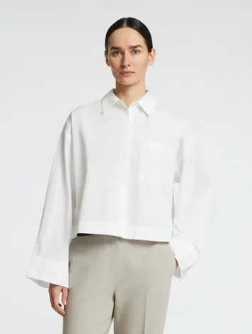Selected Femme SLFASTHA LS CROPPED BOXY SHIRT Bright White
