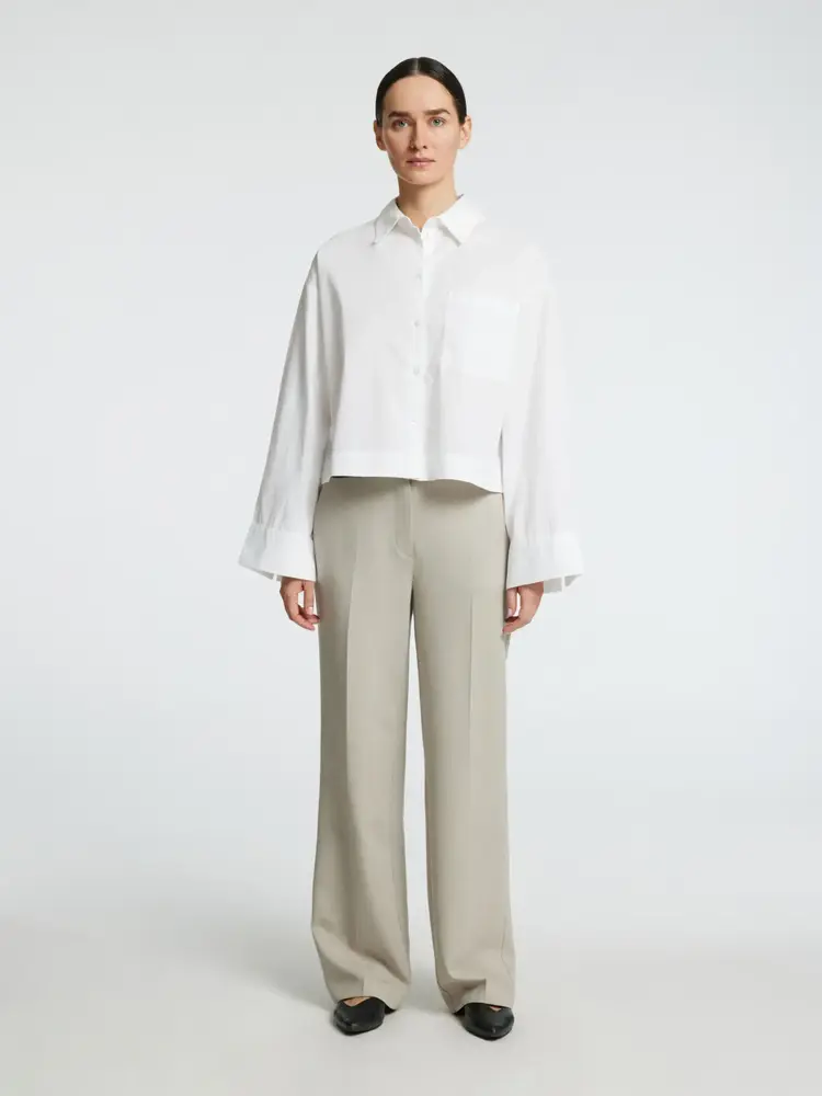 Selected Femme SLFASTHA LS CROPPED BOXY SHIRT Bright White