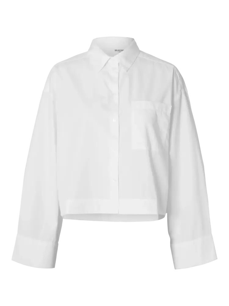 Selected Femme SLFASTHA LS CROPPED BOXY SHIRT Bright White