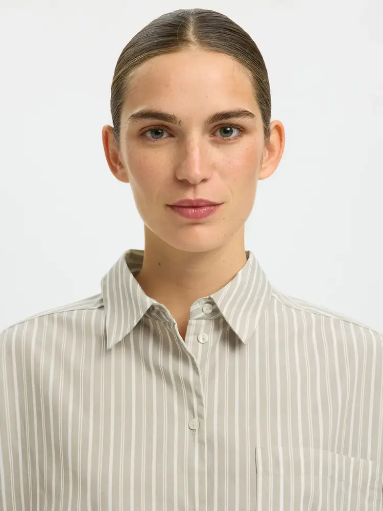 SLFASTHA LS CROPPED BOXY SHIRT Pure Cashmere Bright White