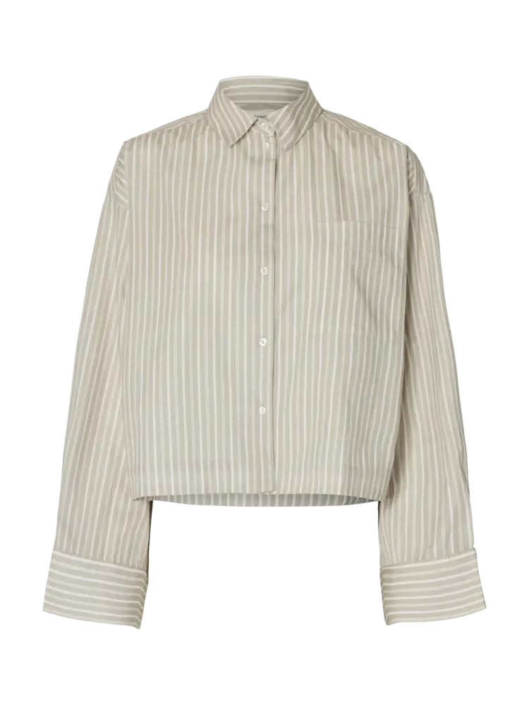 Selected Femme SLFASTHA LS CROPPED BOXY SHIRT Pure Cashmere Bright White