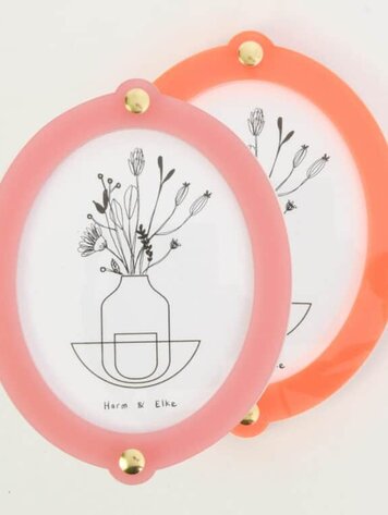 Studio Harm&Elke Frame Wall Oval L Pink / Neon Orange