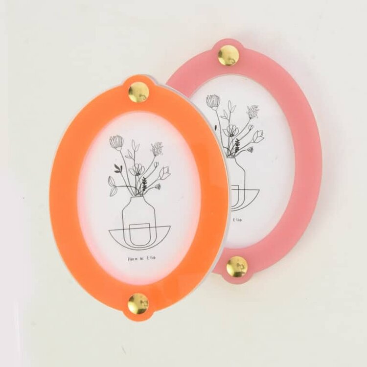 Studio Harm&Elke Frame Wall Oval S Pink / Neon Orange