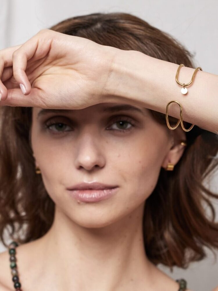 Ellen Beekmans Bangle met patroon 2-delig goudkleurig