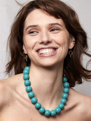 Ellen Beekmans Ketting Grote ronde kralen Petrol