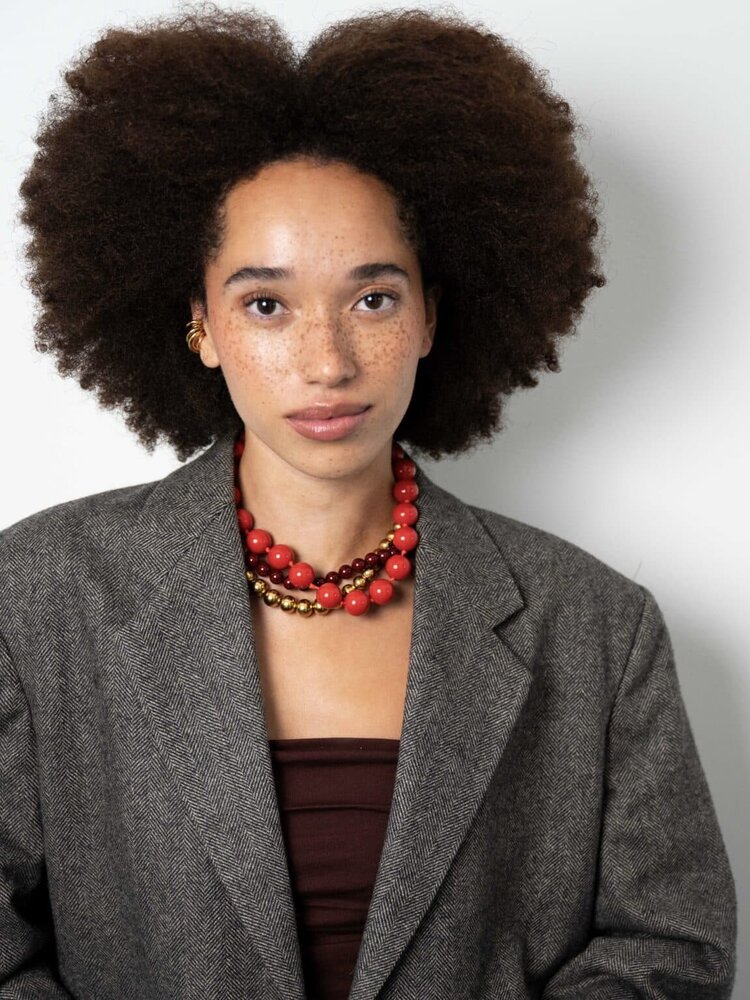 Ellen Beekmans Ketting Grote ronde kralen Koraal rood