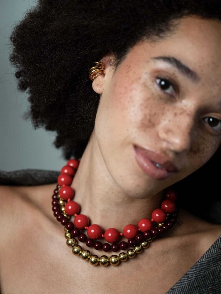 Ellen Beekmans Ketting Grote ronde kralen Koraal rood