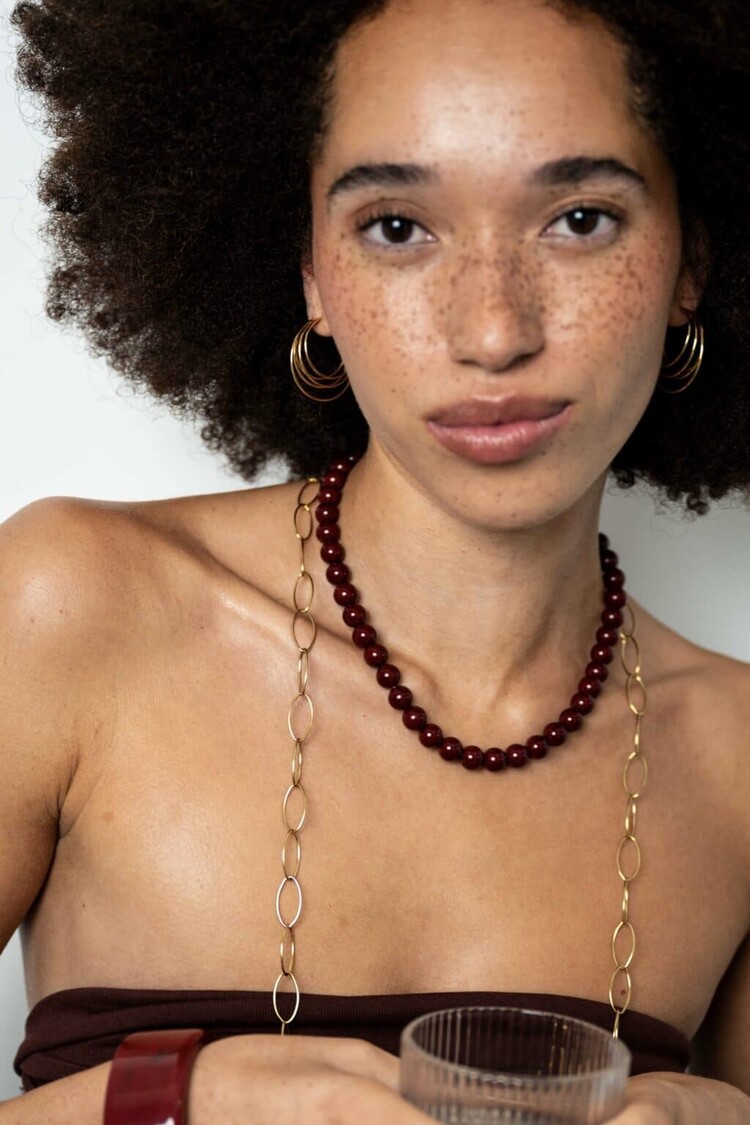 Ellen Beekmans Ketting gemstone Bordeaux