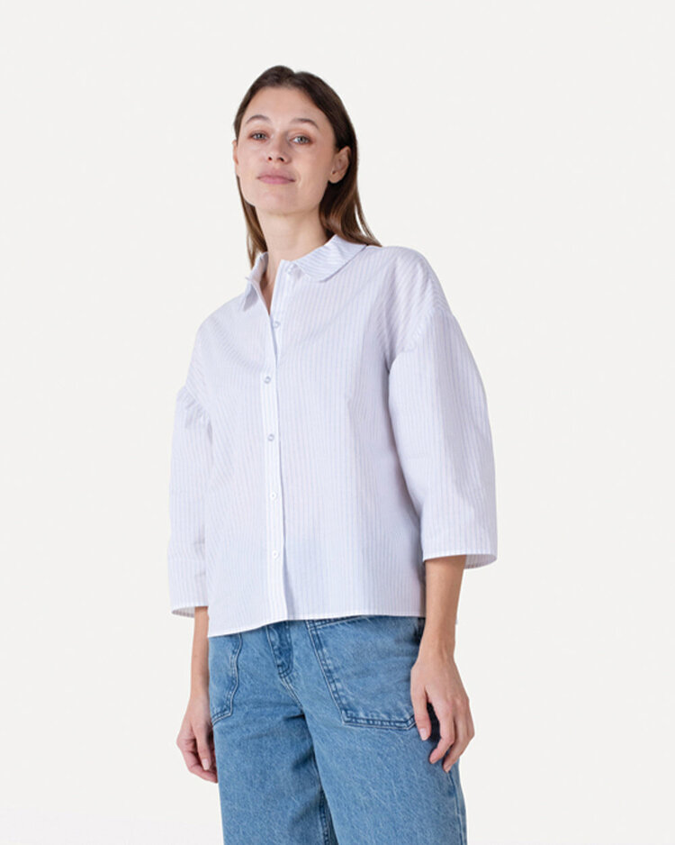 Another-Label ALChianna shirt s/s Blue White Stripe