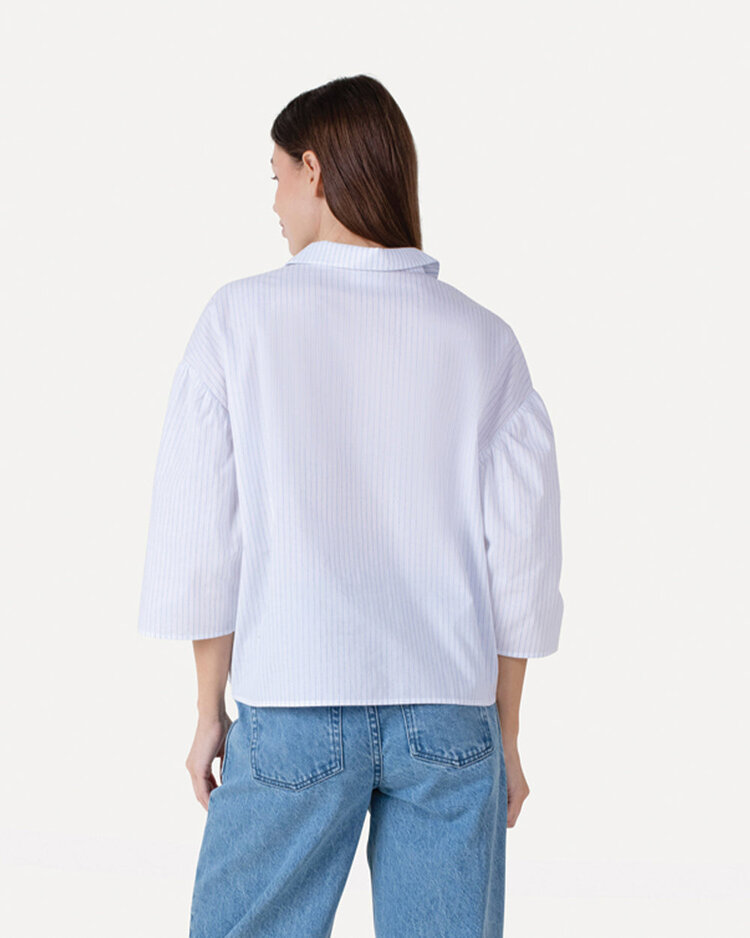 Another-Label ALChianna shirt s/s Blue White Stripe