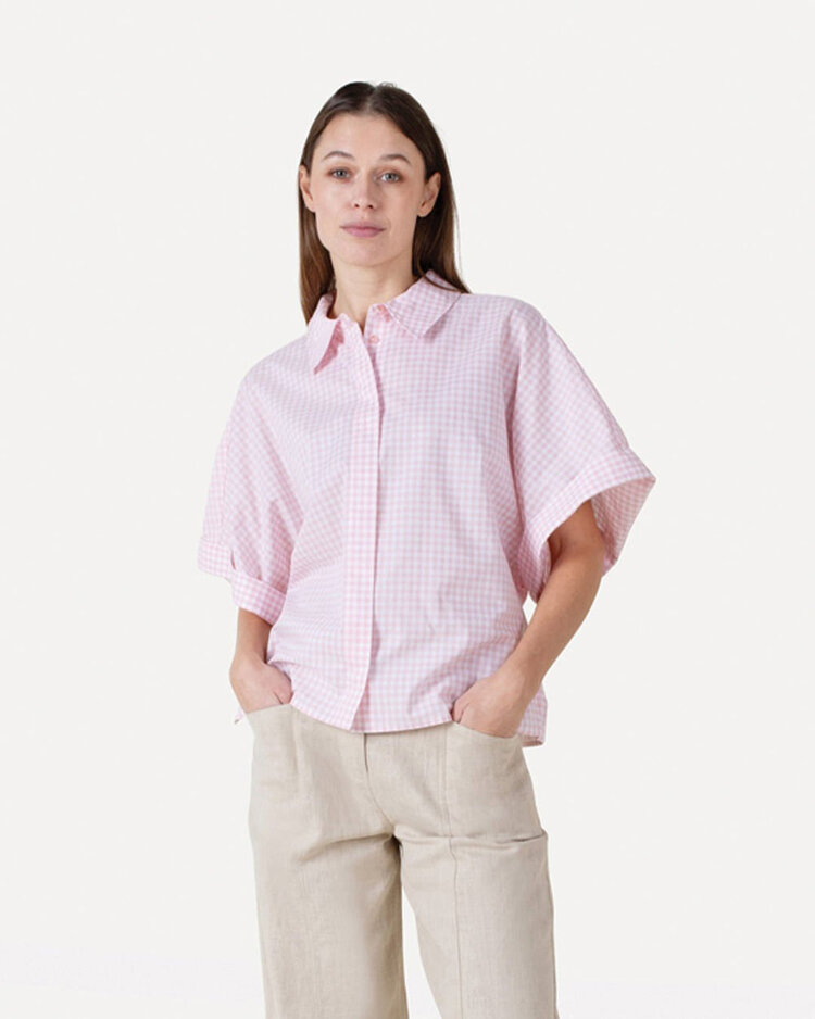 Another-Label ALLuca check shirt s/s Primrose check