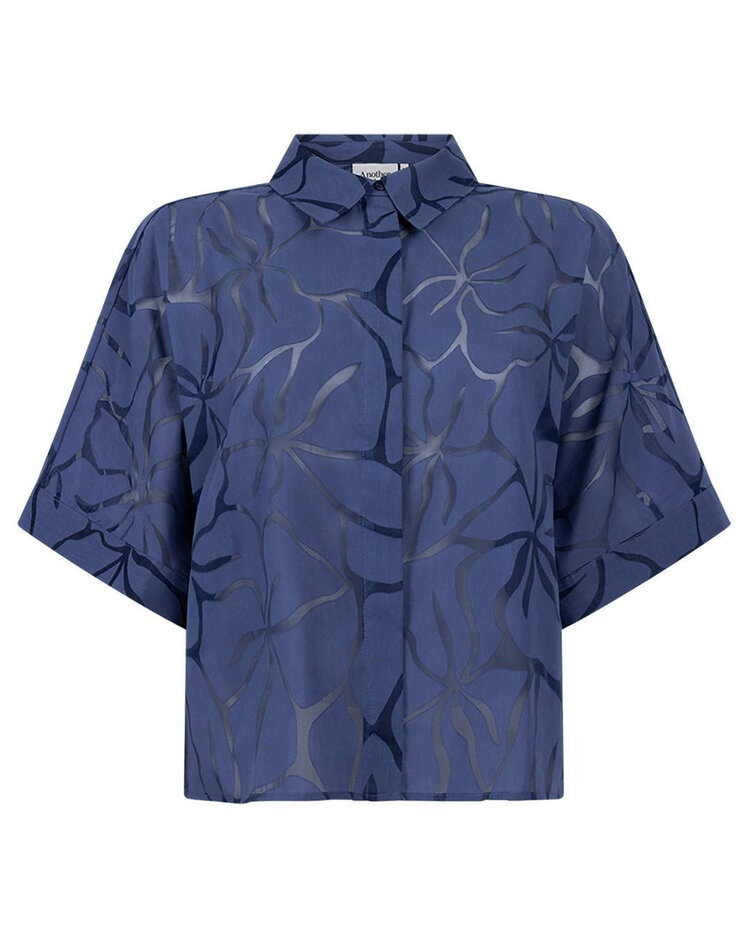 Another-Label ALLuca flower shirt s/s Crown Blue