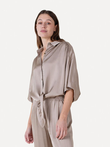 Another-Label ALBathylle shirt s/s Faded Shitake