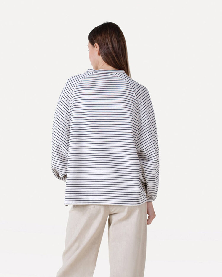Another-Label ALFlori stripe sweat l/s Navy White Stripe
