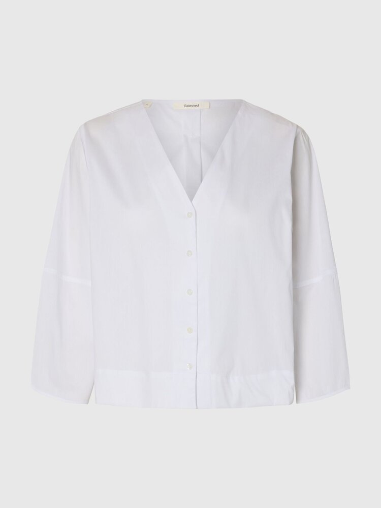 Selected SLFBEA 3/4 V NECK SHIRT Bright White