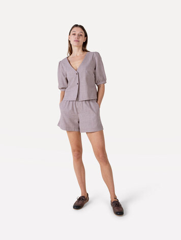 Another-Label Romane stripe shorts Chocolate fondant stripe