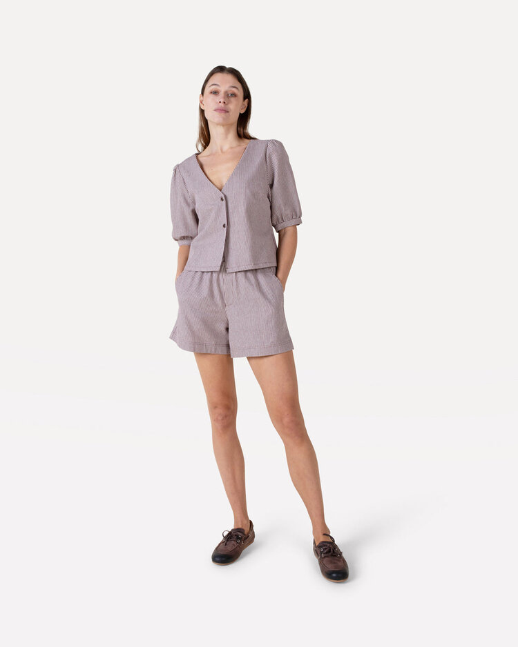 Another-Label Romane stripe shorts Chocolate fondant stripe