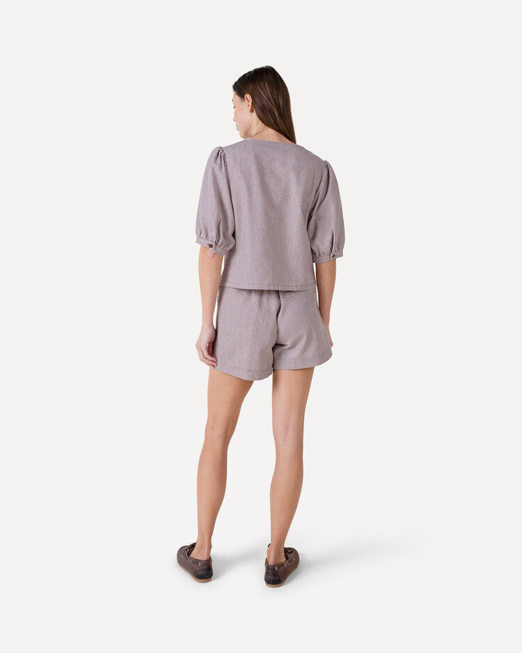 Another-Label Romane stripe shorts Chocolate fondant stripe