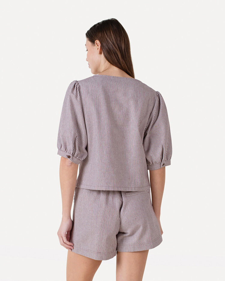 Another-Label Kiek shirt s/s Chocolate fondant stripe