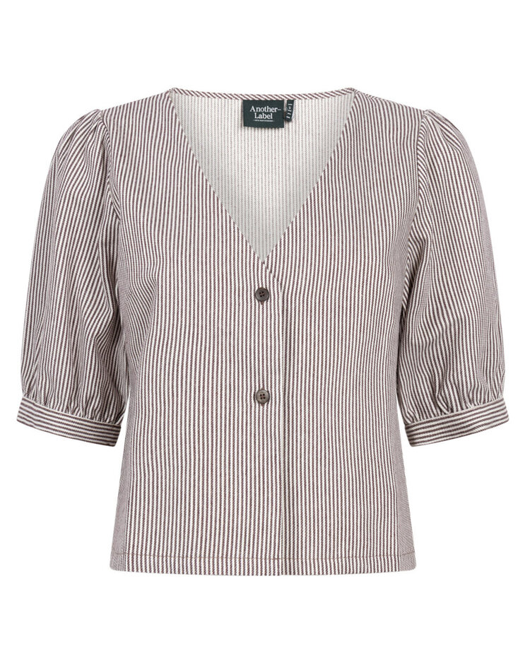 Another-Label Kiek shirt s/s Chocolate fondant stripe