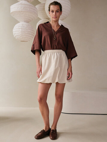 Another-Label Valerie shirt s/s Chocolate fondant