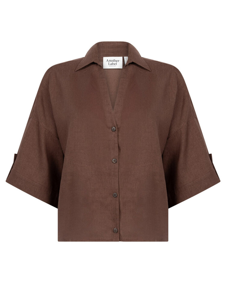Another-Label Valerie shirt s/s Chocolate fondant