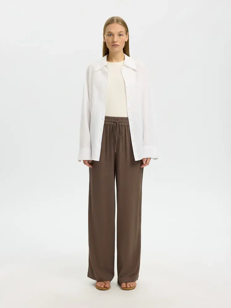 Selected SLWVIVA-GULIA HW LONG SUN PANT Chocolate chip