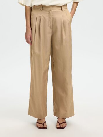 Selected SLFEXTRA WIDE HW AMOUR PANT Weathered Teak