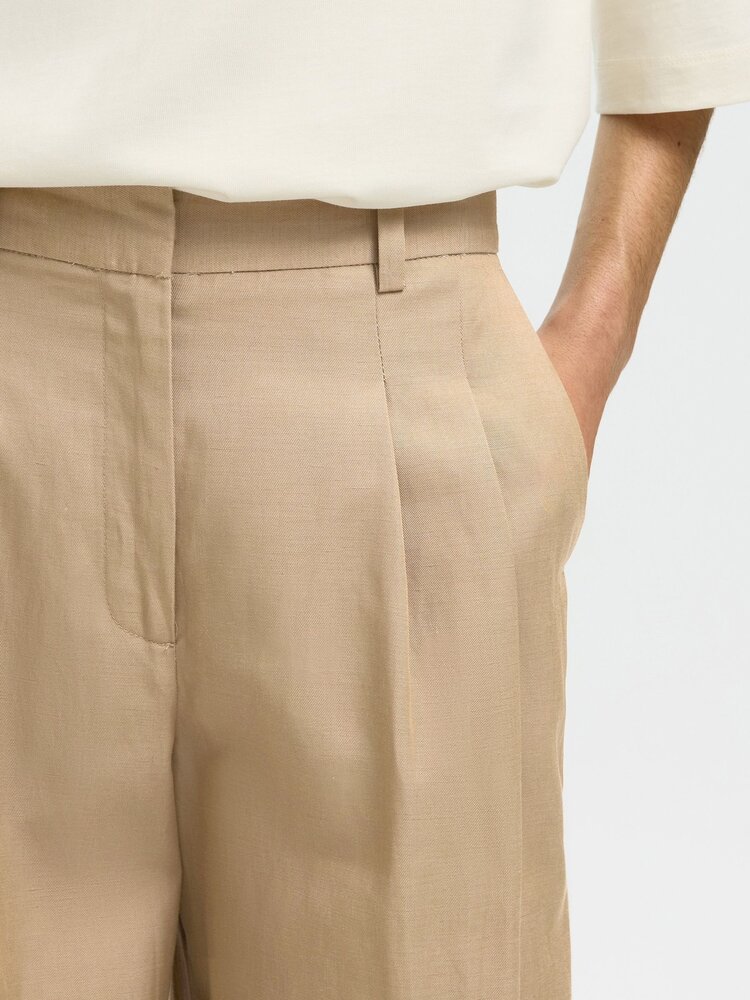 Selected SLFEXTRA WIDE HW AMOUR PANT Weathered Teak