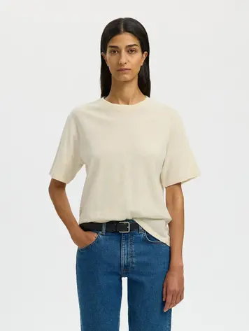 Selected SLWADA SS LINEN BLEND TEE Nature