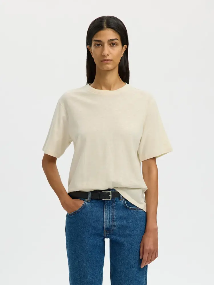 Selected SLWADA SS LINEN BLEND TEE Nature