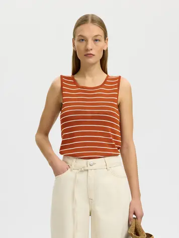 Selected SLWMOON SUS SL KNIT TOP NOOS Potters Clay Birch