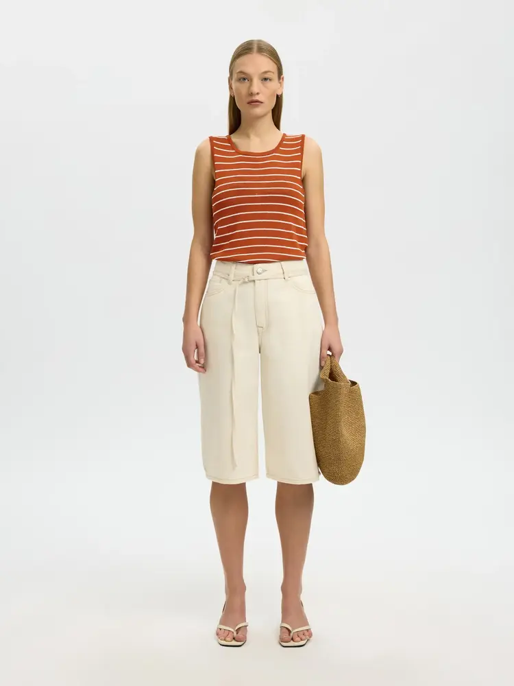 Selected SLWMOON SUS SL KNIT TOP NOOS Potters Clay Birch