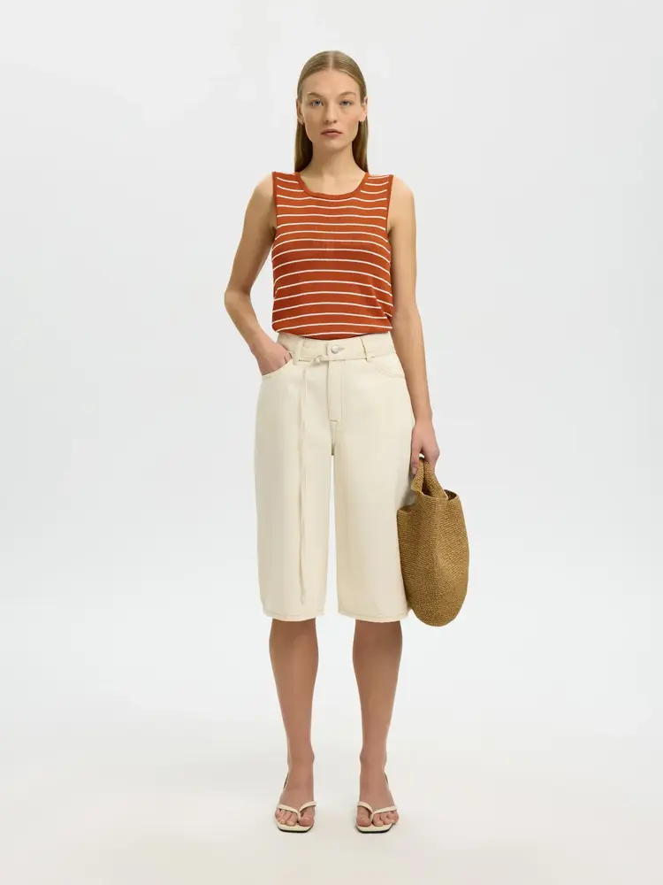 Selected SLWMOON SUS SL KNIT TOP NOOS Potters Clay Birch