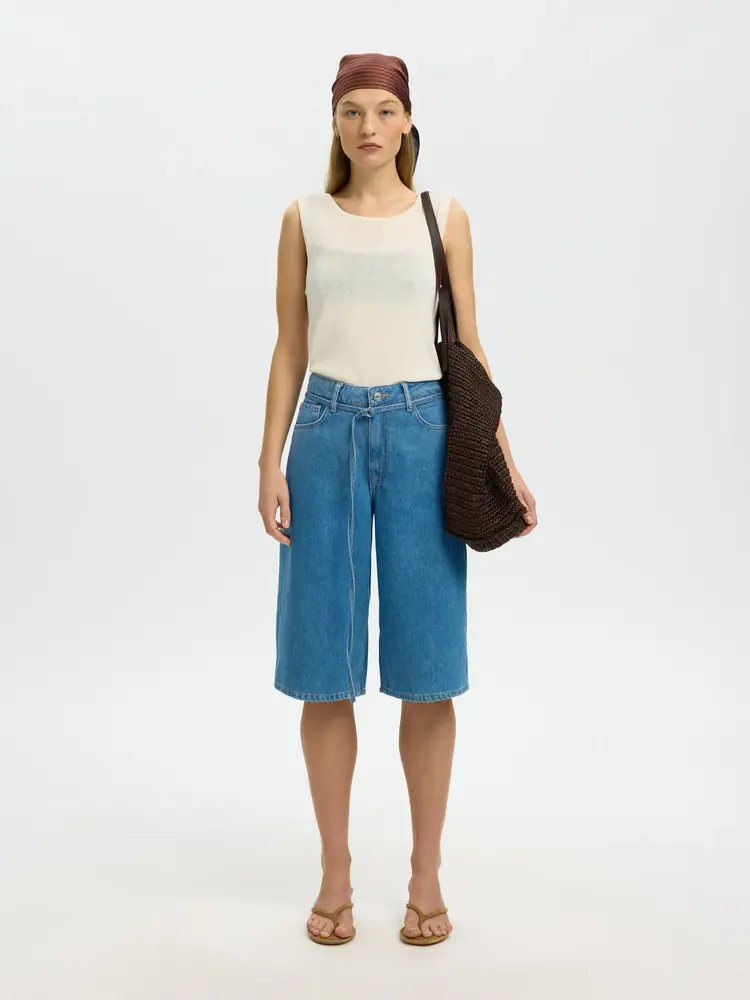 Selected SLFTENNA MW BERMUDA DENIM SHORTS Medium Blue Denim