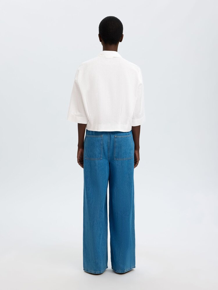 Selected SLFCLEO REGULAR 3/4 CROPPED SHIRT Bright White