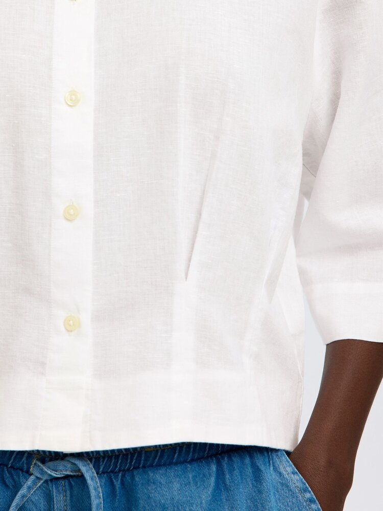Selected SLFCLEO REGULAR 3/4 CROPPED SHIRT Bright White