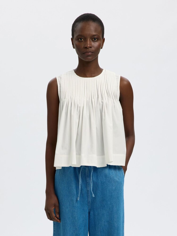 Selected SLFSOPHIA SL PLEATED TOP Snow White